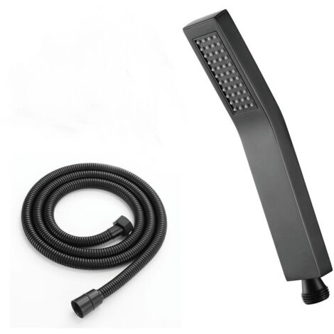 VURAHOME - Pommeau de douche noir avec tuyau et support Ensemble de douche à main mural en laiton Pommeau de douche à économie d'eau avec buses anti-calcaire