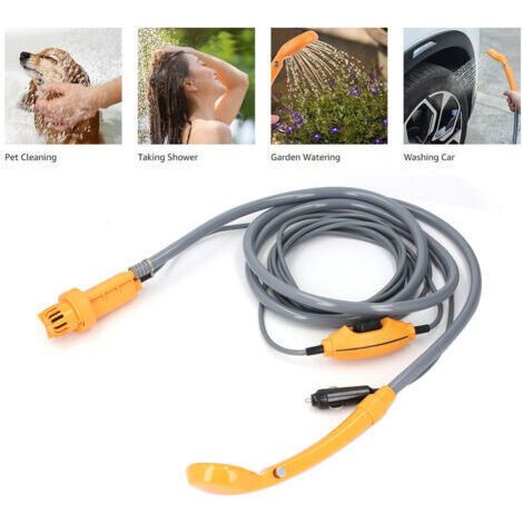 VURAHOME - Pommeau de Douche Portable 24V pour Voiture Camping avec Pompe Électrique Orange