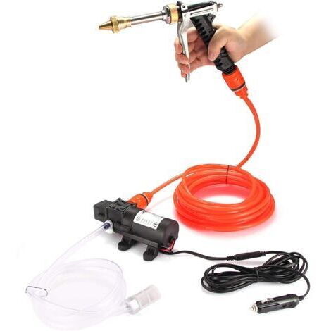 VURAHOME - Pompe de Lave-Auto à Haute Pression Nettoyage de Pompe à eau Pompe à eau Portable Kit de Lavage de Pistolet 130PS DC 12V 80W Pour de Pneus de Porte de Voiture