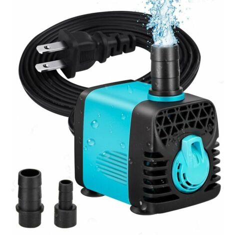 VURAHOME - Pompe submersible 600 l/h, petite pompe à eau silencieuse pour aquarium Statuaire hydroponique (10 W, cordon d'alimentation de 1,2 m, 2 buses) (130 GPH),