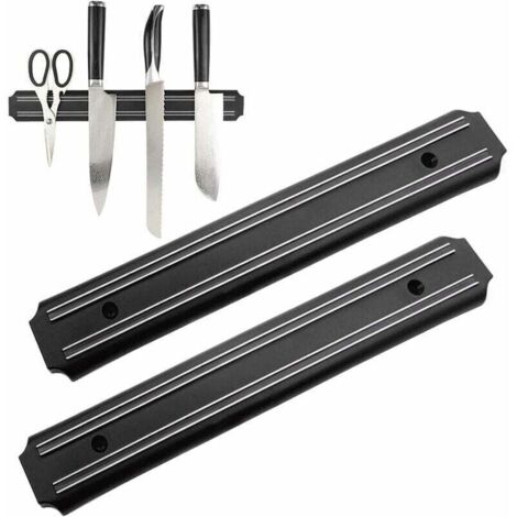 VURAHOME - Porte couteaux aimanté cuisine  2 pieces 38 cms barre magnetique couteaux outils barre aimantée porte couteaux aimant couteau mural support couteaux aimanté barre aimantée