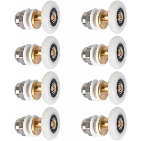 VURAHOME - Porte de Douche - Rouleau Roulette Roue pour Porte de Douche Roulettes Coulissantes Porte Roue de Remplacement pour Rouleau 8 pièces 25mm GrooFoo
