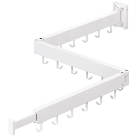 VURAHOME - Porte-manteau mural, porte-manteau rétractable, étendoir à linge peu encombrant, pliable pour buanderie, balcon, armoire, chambre à coucher, blanc