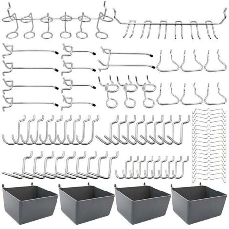 VURAHOME - Porte-outils de Crochets pour Panneaux Perforés avec Bacs, Verrous à Chevilles, pour Organiser Divers Outils, 80 pièces
