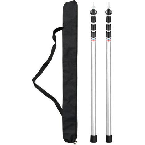 VURAHOME -Poteaux de bâche télescopiques Poteaux de tente de camping réglables Poteaux de tente portables légers en aluminium de remplacement pour auvents Auvent Abri anti-pluie (Argent 2pcs)