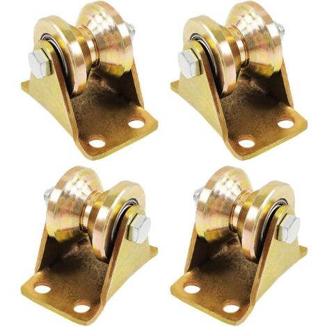 VURAHOME - Poulie Simple pour de Levage Mouflage - Rail Roulette Portail Coulissan - Roue Gorge Forme en V de 55mm - Poulies Cable pour Treuil Roue Gorge - Pour cordes cordes en acier etc (4 Pcs)