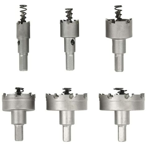 VURAHOME - Pour Une Perceusescie Cloche Pour Metal, Lot De 6 Forets De Scie-Cloche En Carbure, Scies-Cloches En Acier Inoxydable., Pour L'Aluminium, L'Acier, Le Fer, Le Cuivre, Le Bois,16 Mm 22 Mm 30 