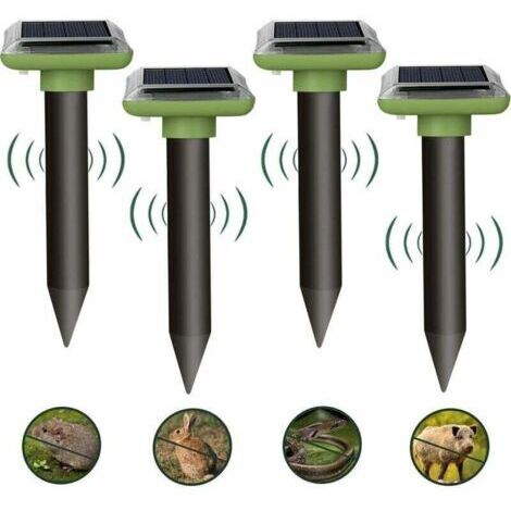 VURAHOME - Répulsif à ultrasons pour taupes et serpents – Panneau solaire – Fréquence 400-1000 Hz – Étanchéité IP65 – Lot de 4 unités