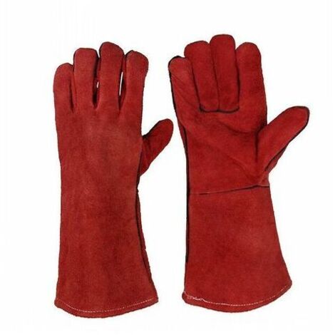 VURAHOME - Résistants À La Chaleur En Cuir Gants De Soudeurs Doublés Résistant À La Chaleur Poêle Pour À Bois Brûleur À Bûches Barbecue Gants De Jardinage