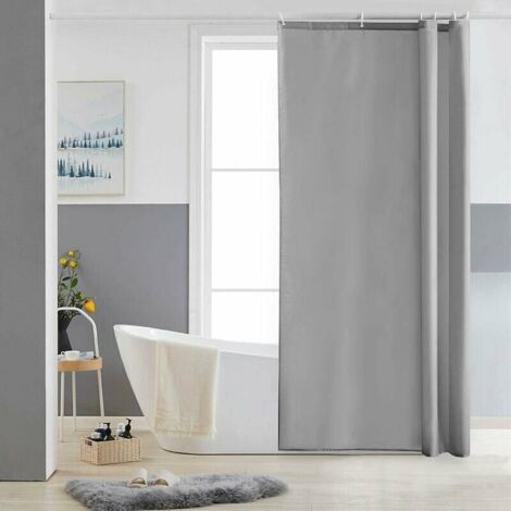 VURAHOME - Rideau de Douche Lavable Tissu Imperméable Gris Rideau de Baignoire Anti Moisissure Textile en Polyester avec 8 Crochets 120x200cm