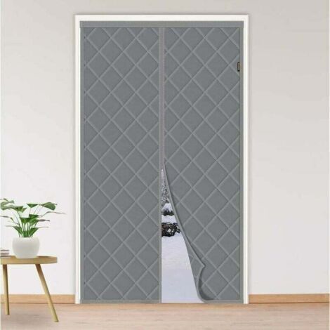 VURAHOME - Rideau de Porte Isolant Thermique 90 x 210 cm, XU, Rideau de Porte Épaississant d'hiver, Isolant Phonique Anti Froid, En Coton Magnétique, Gris -