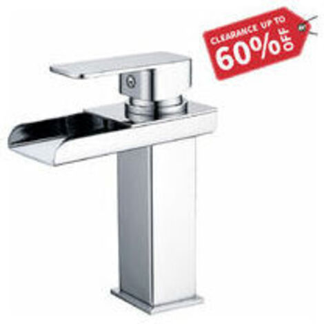 VURAHOME - Robinet cascade robinet de bassin de salle de bain avec vanne en céramique silencieuse eau chaude froide robinet de bassin en laiton chromé