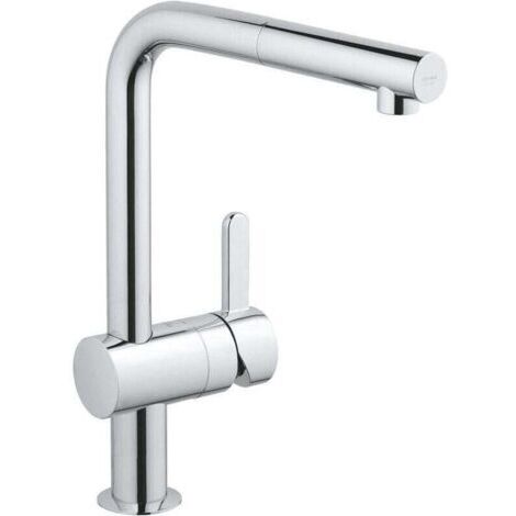 VURAHOME - Robinet de cuisine évier , XU, Robinet avec douchette extractible, Bec en forme de L, Installation et nettoyage facile, Chromé -