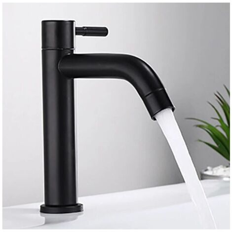 VURAHOME - Robinet de lavabo de salle de bain,Triomphe robinet de lavabo simple en acier inoxydable, design rétro élégant, noir mat noir mat pour salle de bain, simple froid,toilette