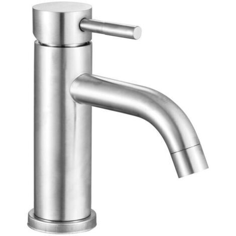 VURAHOME - Robinet Salle Bain, bec 45°, Mitigeur Lavabo, Chaud Froid Réglable, Robinet Lavabo en Acier Inoxydable avec Tuyau D'entrée Chaud Froid 3/8,de