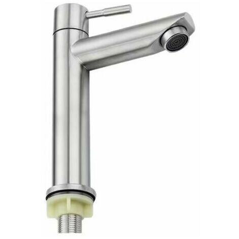 VURAHOME - Robinet Salle Bain Eau Froide Uniquement Robinet Lavabo Surface Chromé en Cuivre Durable Robinetterie Lave Mains Cartouche Céramique Mousseur Démontable Pratique pour Nettoyer ou Remplacer