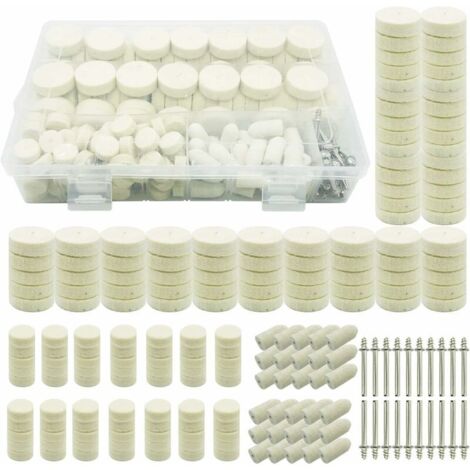 VURAHOME - Roue de Polissage en Laine, Tampon de Polissa Roue de Polissage avec Tige Métal pour Accessoires Dremel Outils Rotatifs(200 PCS )