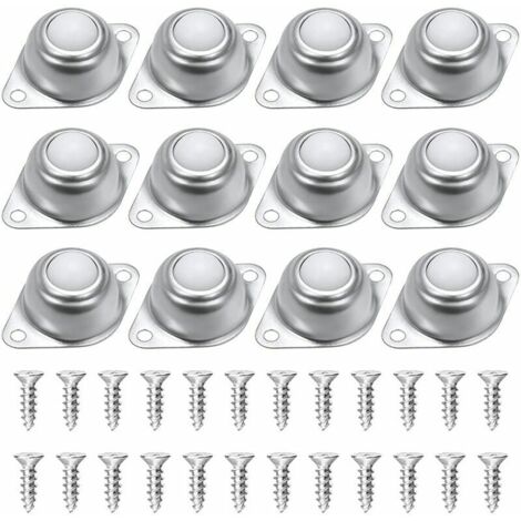 VURAHOME - Roulettes  Billes pour Meubles,Lot de 12 Transfert  Billes,Rouleaux  Billes en Nylon et en Acier Inoxydable,Avec 24 vis,pour Chariot  Bagages Coulissant, Meubles, Fauteuil Roulant Livr,Vers
