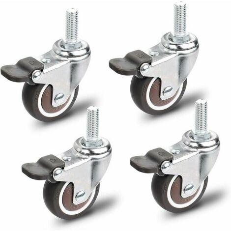 VURAHOME - Roulettes pour Meubles, 4 Pièces Roulette Pivotante, M10x25mm Universelles Roulettes pour Meubles, Capacité de Charge 40 KG par Roulettes