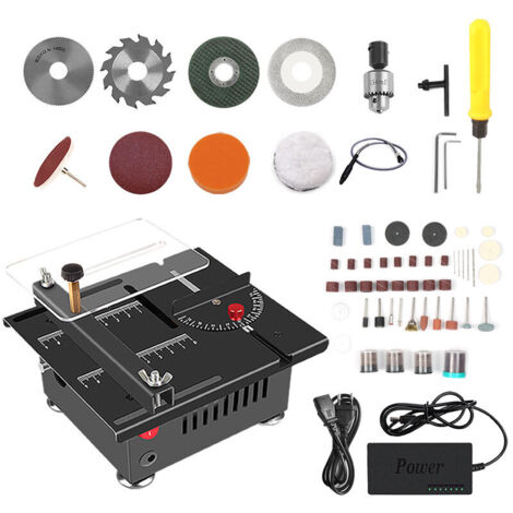 VURAHOME - Scie à banc multifonction 100W Mini scie à banc électrique Vitesse et angle réglables Profondeur de coupe de 16 mm avec lame à tige flexible et autres accessoires de coupe du bois Plastique