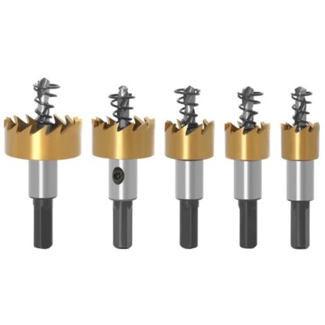 VURAHOME - Scies cloches HSS HSS plaquées titane pour acier inoxydable, alliage, métal, bois - 16 mm/18,5 mm/20 mm/25 mm/30 mm Lot de 5