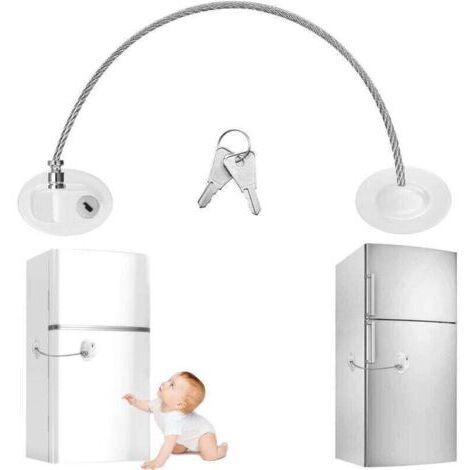 VURAHOME - Serrure de porte de réfrigérateur blanche, XU, Serrure de réfrigérateur, Serrure de congélateur, Avec clé collante sûre -