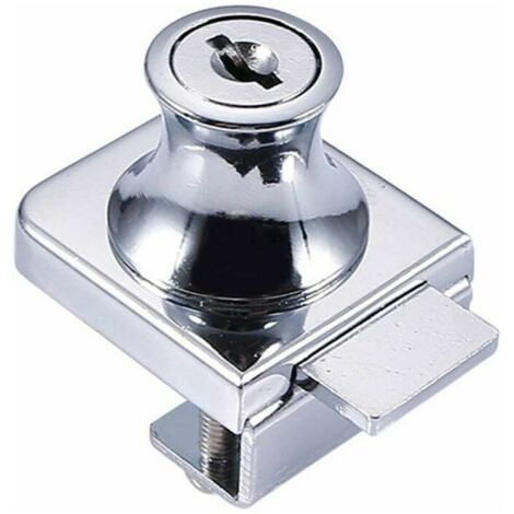 VURAHOME - Serrure de porte en verre,Serrure en acier chromé,écran en verre de verrouillage,Serrure pour des portes en verre Serrure vitrine avec, pour la porte en verre de 5-8mm foret avec 2 clés