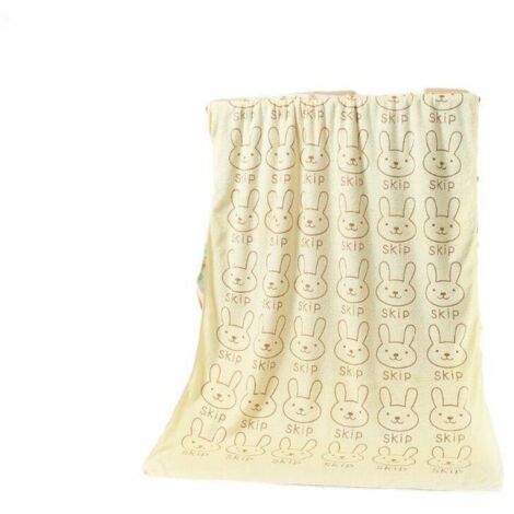 VURAHOME - Serviette de bain en microfibre 70140 dessin animé absorbant imprimé doux adulte serviette de bain en relief uni (beige lapin)