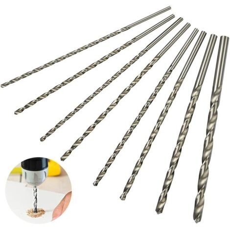 VURAHOME -Set de Foret Extra Long 200mm 8Pcs , Foret en Acier à Grande Vitesse, Tige Droite avec Diamètre de 4mm, 4.2mm, 4.5mm, 5mm, 5.2mm, 6mm, 8mm, 10mm