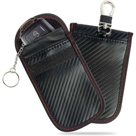 VURAHOME - Signal Blocage Faraday Pochette Sac, Lot de 2 Pochettes Blocage Signal RFID pour Clé Voiture, Étui de Protection Anti RFID en Fibre de Carbone