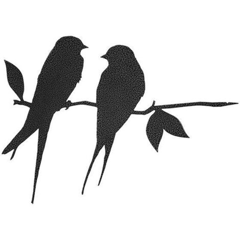 VURAHOME - Silhouette doiseau en Metal, Hirondelle de Grange Dart darbre en métal de Silhouette doiseau en métal en Fer forgé Noir (Oiseau Damour) sur la Branche pour la décoration darbre de Jardin