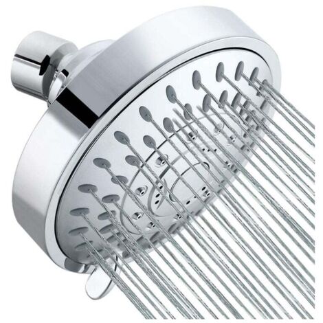 VURAHOME - Soffione doccia solare rotondo, soffione doccia ad alta pressione da 4 pollici, soffione doccia a cascata, finitura cromata anticalcare per il bagno, soffione doccia rimovibile per il rispa