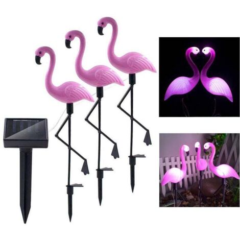 VURAHOME - solaire Lampe d'extérieur à LED pelouse lumière Flamants roses de jardin d'éclairage étanche Sol spot Flamingo White Light, ne nécessite aucune alimentation externe, décor de terrasse, balc