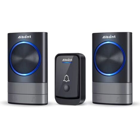 VURAHOME - sonnette sans fil. Sonnette Sonnette électronique étanche IP65 200m, 1 kit sonnette étanche et 2 récepteurs enfichables, 45 mélodies avec 4 réglages de vitesse pour régler le volume.