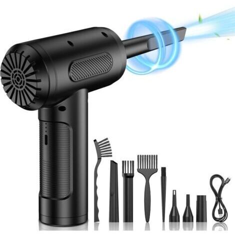VURAHOME - Soufflette air comprimé  Dépoussiérage  3 vitesses 91000 tr/min, rechargeable USB 6000mAh  Utilisateurs de PC/voiture/meubles