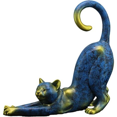 VURAHOME - Statue de Chat en Résine, Statue de Chat Mignon étirée, Artisanat de Abstraite Moderne Créative, Utilisé pour la Décoration de la Maison et du Jardin et des Cadeaux pour Les Amants de Chat 