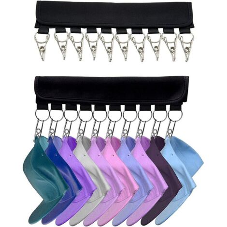 VURAHOME - Support Pour Organisateur de Chapeaux Pour Cintre Paquet de 2, Supportpour Casquettes Avec 10 Grands Clipsde Support Pour Accrocher des Casquettes de Baseball.
