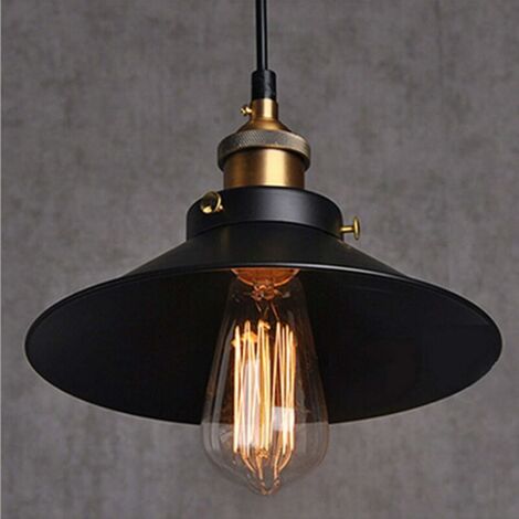 VURAHOME - Suspension de ferme, plafonnier en fer forgé simple style industriel rétro E27 Cage en métal luminaire suspendu pour cuisine grange salle à manger