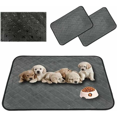 VURAHOME - Tapis à Pipi pour Chien/Chat/Lapin, Tapis Éducateur Chiot, Tapis de Dressage Animal, Lavable, Réutilisable, Absorbant, 60 45CM, Gris, 2 Pcs