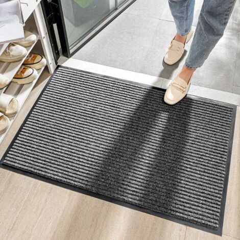 VURAHOME - Tapis Exterieur Terrasse Paillasson Extérieur et Interieur Tapis Entree Antidérapant et Anti-Poussière Tapis de Porte Lavable Cuttable Couloir Chambre - 50 × 80cm Gris
