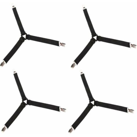 VURAHOME - Tendeur Drap Housse,4 Pièces Drap De Lit Attaches Réglable Sangle Drap Housse Avec Clips En Métal Pour Tous Les Matelas Noir