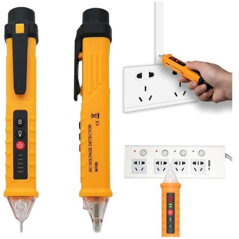 VURAHOME - Testeur de tension sans contact, lampe de poche LED, alarme sonore, stylo détecteur de tension AC, plage de test 60 V – 1000 V pour juger les fils vives/null