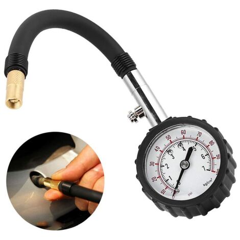 VURAHOME - Testeur Pression Pneus ManomèTre Pneus Voiture Surveillance Jauge Pression Pneus ManomèTre Avec Tuyau D'Air Flexible Pour Voiture, VéLo Et Moto, Outil De Mesure De Pneu Automobile, Poids Lé