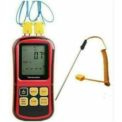 VURAHOME - Thermomètre à thermocouple numérique, testeur de thermomètre à double canal avec sonde à thermocouple