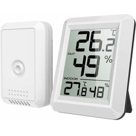 VURAHOME - Thermomètre Intérieur et Extérieur, Thermomètre Hygromètre avec Sonde Extérieure, Thermomètre Hygrometre Numérique sans Fil avec Grand Ecran LCD, Commutateur ℃/℉, pour Bureau, Maison, Chamb