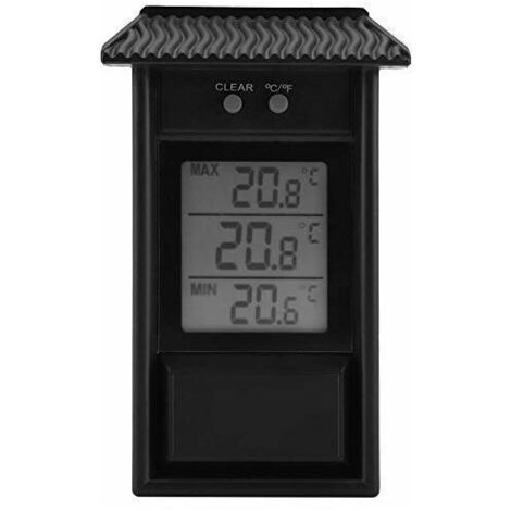 VURAHOME - Thermomètre numérique pour extérieur intérieur, thermomètre Exterieur Mural sans Fil étanche, -20 à +50°C,Noir