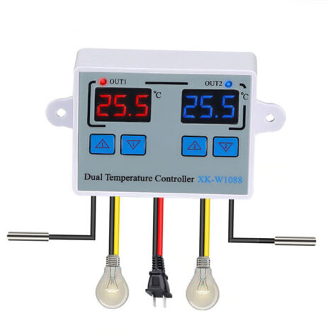 VURAHOME - Thermostat et programmateur de température Thermorégulateur à double sortie de relais de contrôleur de température de Thermostat numérique pour le refroidissement de chauffage d'incubateur 