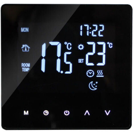 VURAHOME - Thermostat intelligent eau / gaz Chaudiere numerique Regulateur de temperature LCD tactile, pas de WiFi, Noir