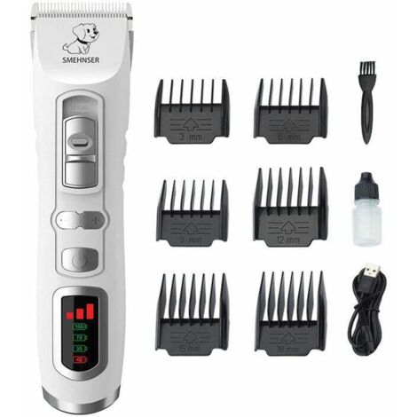 VURAHOME - Tondeuse professionnelle pour chien avec écran LCD Tondeuse pour chien à poils longs et épais sans fil pour chien et chat Kit de toilettage pour chien Lame en céramique détachable 4 heures 