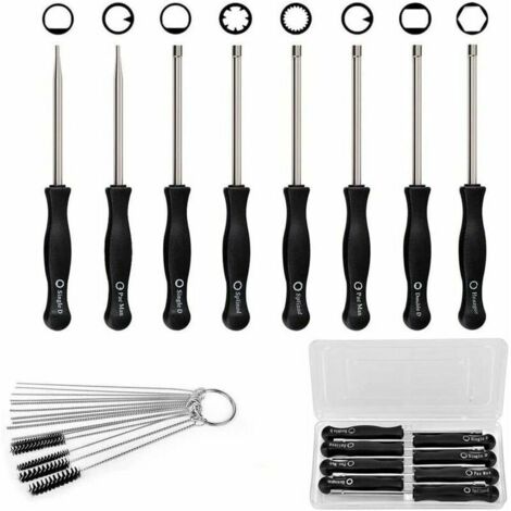 VURAHOME - Tournevis de Réglage de Carburateur 8 Pcs Nettoyage Moteur Réparation Convient à La Plupart des Moteurs avec Mallette de Transport
